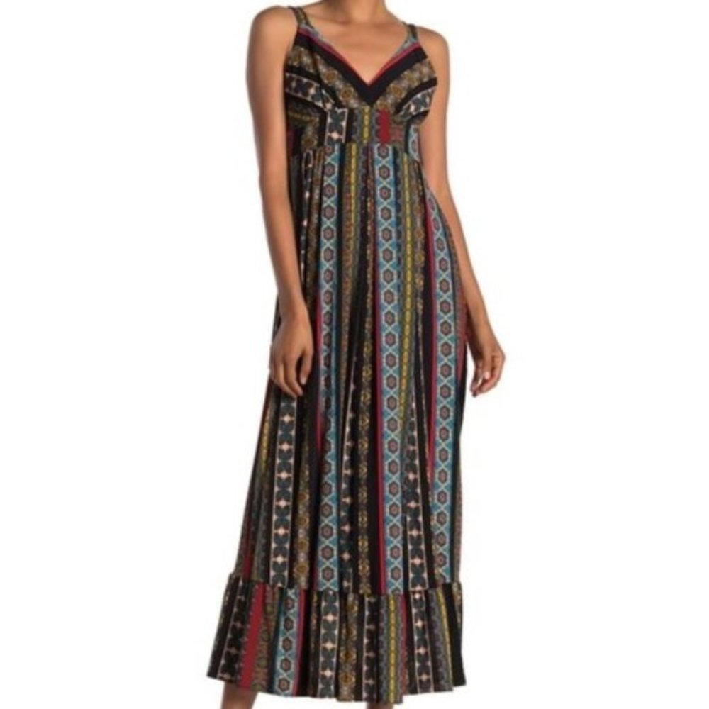 T Tahari Mosaic Tile Maxi Dress Size L
